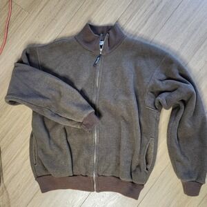 Vtg Early Winters Deep Pile Fleece Mens XL Tall Zip Up Jacket Ribbed Collar